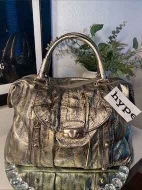 Hype Metallic Gold Satchel Bag
